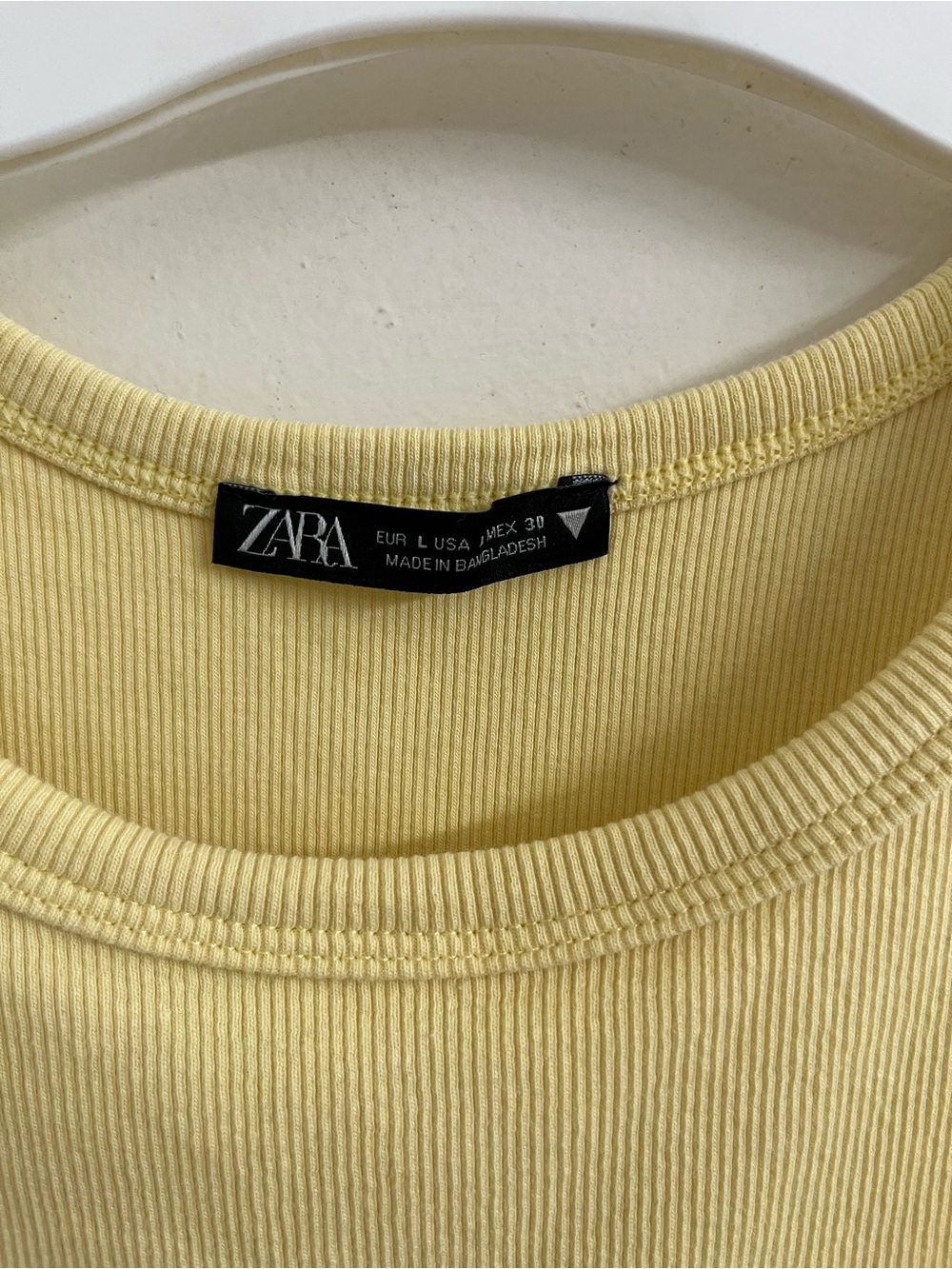 ZARA Pale Yellow Ribbed Tank Top - Picture 2 of 4